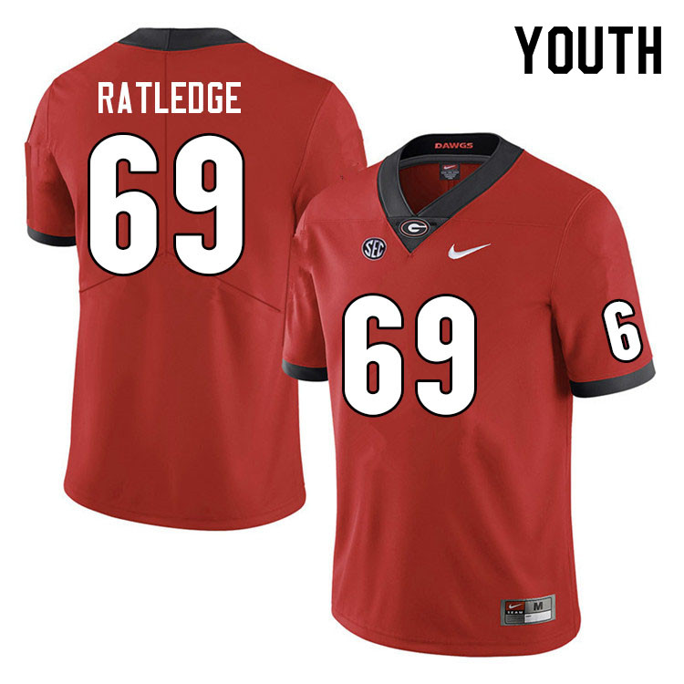 Youth #69 Tate Ratledge Georgia Bulldogs College Football Jerseys Sale-Red - Click Image to Close